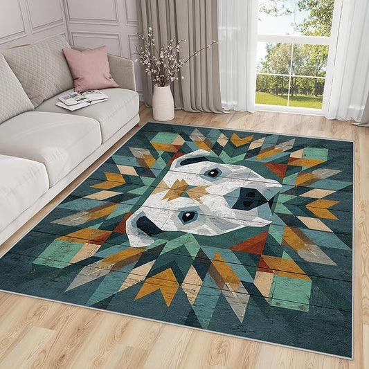 Pitbull Rug for Entryway Indoor - 3x4ft - Modern Geometric Dog Rustic Wood Grain Washable Non Slip Low Pile Small Rug for Bedroom, Dog Carpets Room Decor & Gifts