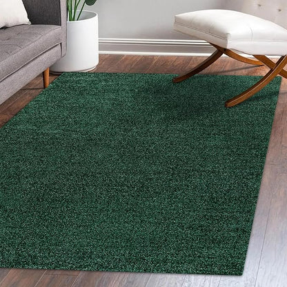 Eyely UES100L-8 Supersoft Haze Solid Low-Pile Indoor Area Rug Casual;Contemporary;Solid;Traditional, Bedroom, Kitchen, Living Room, Easy-Cleaning, Non-Shedding, 8 X 10, Emerald