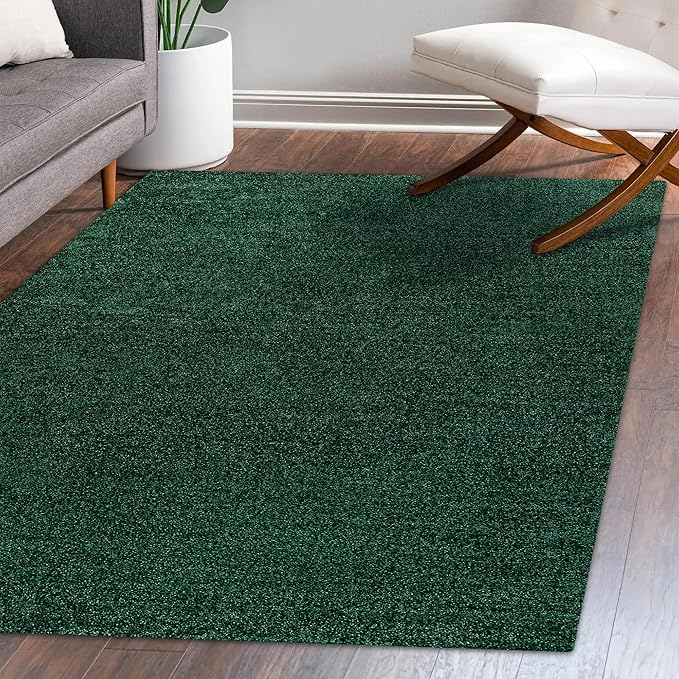 Eyely UES100L-14 Supersoft Haze Solid Low-Pile Indoor Area Rug, Coastal, Bohemian, Minimalist, Classic, Casual for Bedroom,Kitchen,Living Room,Non Shedding,Easy-Washing, Green, 10 X 14