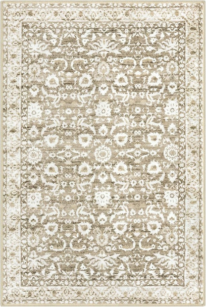 Vintage Entryway Rug 2x3 Washable, Beige Tan White Kitchen Rug, Super Soft Thin 100% Polyester Small Area Rug, Non-Slip Accent Mat for Foyer, Bedroom, Office