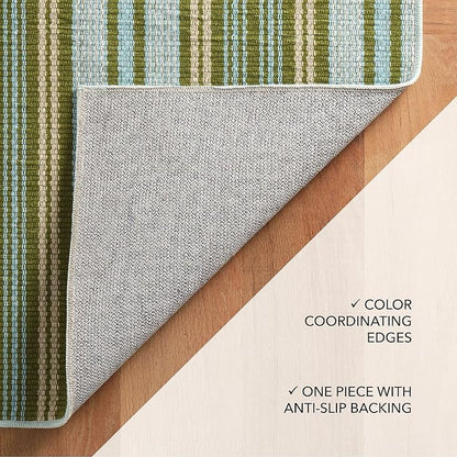 Dash and Albert Caravan Machine Washable Area Rug - 6' x 9' Multicolor Stripe Washable Accent Rug Durable, High Traffic Area Kitchen, Hallway, Bedroom, Stairs