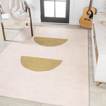 JONATHAN Y Machine Washable Cream/Moss Indoor Area Rug 8X10 ft, Luola Minimalist Geometric for Living Room, Bedroom, Kitchen, Office, Easy-Cleaning, High Traffic, Pet-Friendly, Non-Shedding WSH112A-8