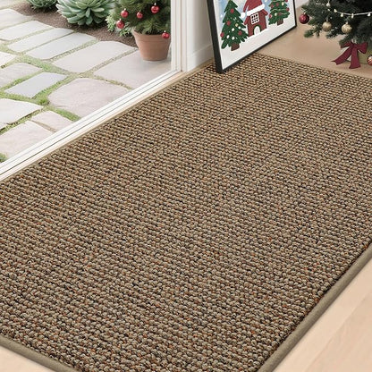 BEQHAUSE Dirt Trapper Door Mat 36" x 60", Non-Slip Washable Doormats Entrance Mat, Dirt Resistant and Absorbent Welcome Mat, Low Profile Floor Mats for Front Back Door and Entryway, Beige