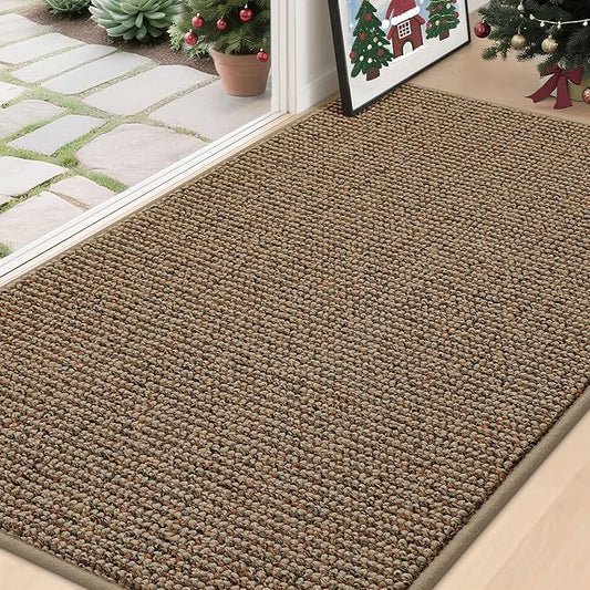 BEQHAUSE Dirt Trapper Door Mat 36" x 60", Non-Slip Washable Doormats Entrance Mat, Dirt Resistant and Absorbent Welcome Mat, Low Profile Floor Mats for Front Back Door and Entryway, Beige