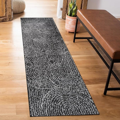 Rugshop Circles Arch Shag Runner Rug Anthracite Dark Gray 2' 3" x 12' Great for Long Hallways, Open Entryways, or Galley Kitchens