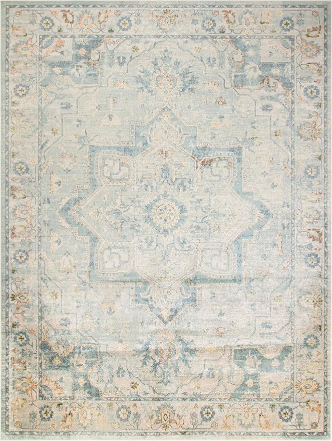 Nourison Home Astra Machine Washable Light Blue 7'10" x 10' Area Rug - Easy Clean, Non Shedding, Bed Room, Living Room, Dining Room, Kitchen (8' x 10')