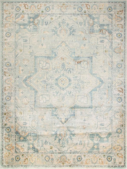 Nourison Home Astra Machine Washable Light Blue 7'10" x 10' Area Rug - Easy Clean, Non Shedding, Bed Room, Living Room, Dining Room, Kitchen (8' x 10')
