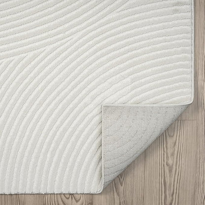 Abani Area Rug for Living Room, Bedroom - Zen Reiki Circles Pattern - Durable & Easy to Clean (Cream, 10' x 14')