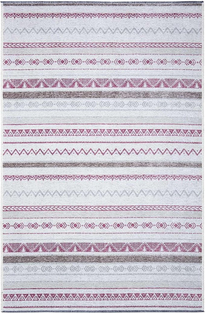 Alfa Rich 3x5 Mauve Off White Washable Area Rugs for Living Room Bedroom Kitchen Decor Cotton Runner