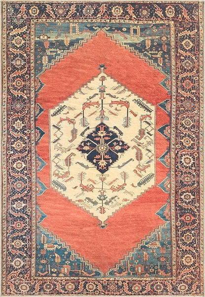 Keen Home Design 6x9 Rug - Machine Washable Area Rug with Non-Slip Backing, Ideal for Living Room, Dining Room, Bedroom - Vintage, Easy Clean, Durable, Low Pile Rug - (6' x 9')