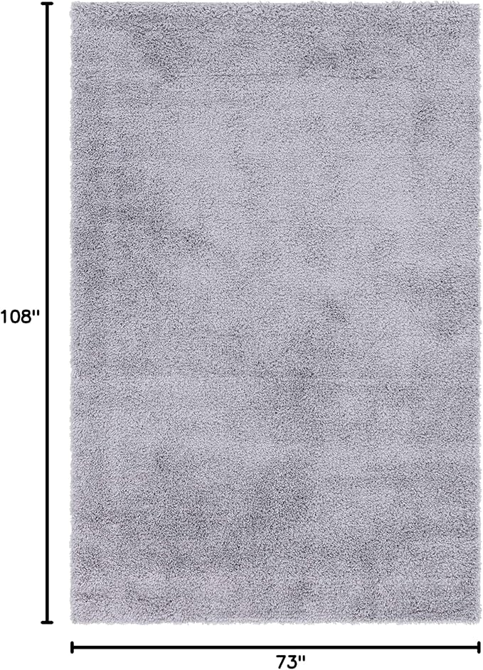Unique Loom Davos Shag Collection Area Rug - Solid (6' 1" x 9' Rectangle, Sterling)