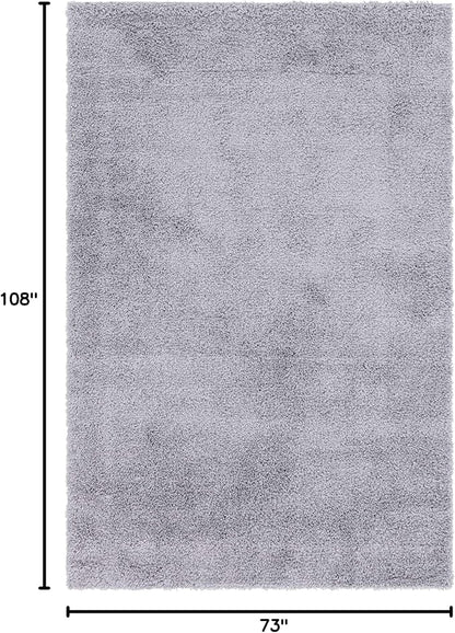 Unique Loom Davos Shag Collection Area Rug - Solid (6' 1" x 9' Rectangle, Sterling)