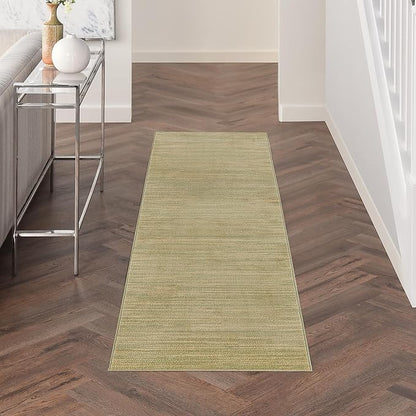 Nourison Home Nourison Essentials Green Gold 2'2" x 7'6" Area Rug - Easy Clean, Non Shedding, Bed Room, Living Room, Dining Room, Kitchen (8' Runner)