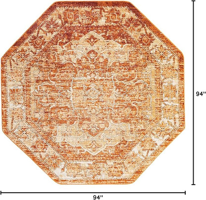 Unique Loom Isabella Collection Area Rug - Adjani (7' 10" Octagon, Rust Red/ Black)
