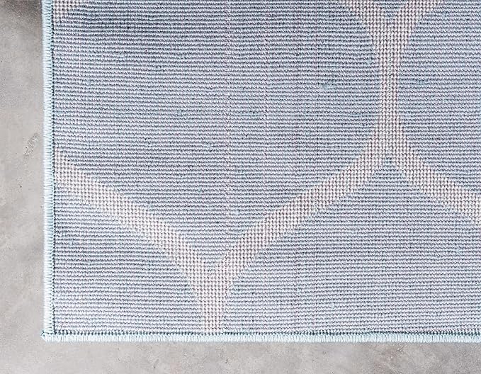 Rugs.com Lattice Frieze Collection Rug – 10' x 14' Light Blue Medium Rug Perfect for Living Rooms, Large Dining Rooms, Open Floorplans