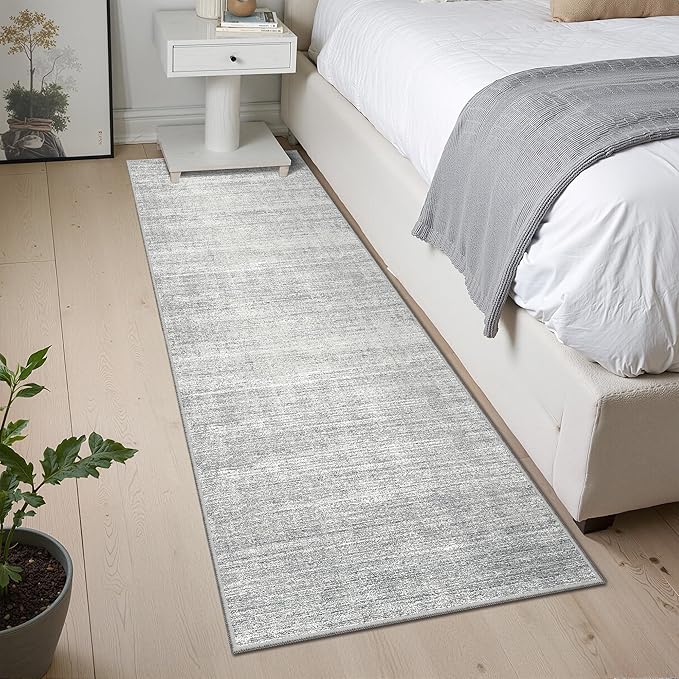 Valenrug Washable Rugs 2x5 - Stain Resistant 2x5 Area Rugs for Living Room, Non Slip Backing Large Area Rugs for Bedroom, Folable Machine Washable Area Rug (2'x5', Grey)