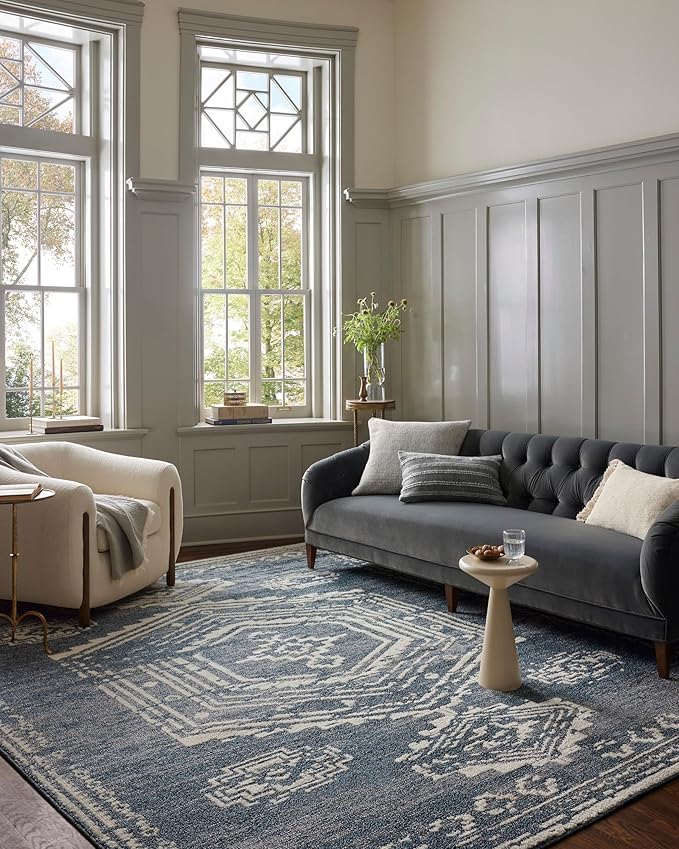 Loloi Magnolia Home by Joanna Gaines Gigi Collection GIG-03 Denim/Ivory 9'-2" x 13' Area Rug