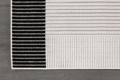 Modern Micro Loop Indoor Runner Rugs for Living Room Bedroom Kitchen Geometric Striped Black-White 2x7 Luxury Durable Low and High Pile Non-Shedding Stain Resistant Soft Area Carpet 2 x 7