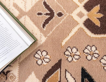 Unique Loom Taftan Collection Border Geometric Tribal Inspired Design Area Rug (3' 0 x 16' 5 Runner, Ivory/ Tan)