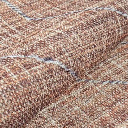 GLN Rugs Contemporary Collection - Machine Washable Area Rug, Contemporary Washable, Non Slip, Low Pile Chenille Rug, Living Room, Bedroom, Kitchen Rug (2' x 3' Terra/Brown)
