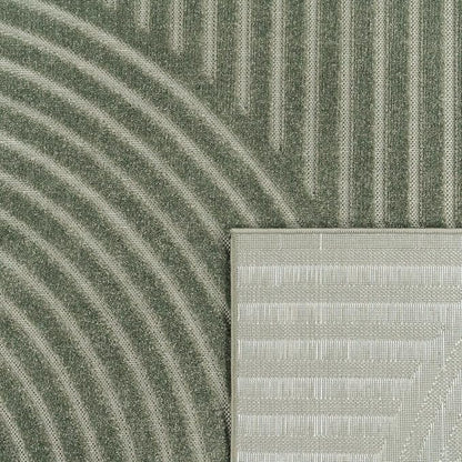 Paco Home Modern Area Rug with Curved Bow Pattern – Minimalist Design in Green, Size: 2'8" x 4'11"