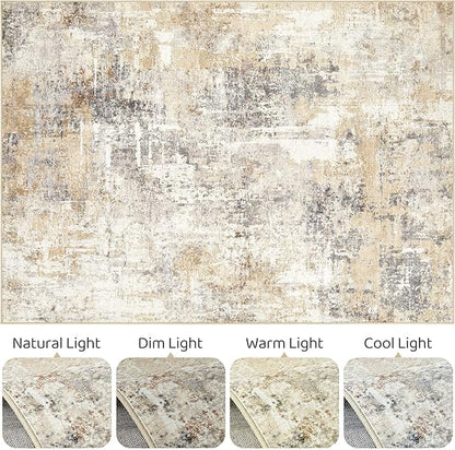 12x18 Rug Living Room: Washable Extra Large Abstract Modern Soft Area Rug Stain Resistant Indoor Floor Non-Slip Accent Carpet for Bedroom Nursery Playroom Office Dining Room Home House- Gray Gold