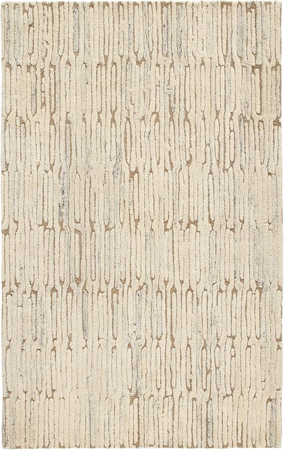 Dash & Albert Malone Oatmeal Hand Tufted Wool Rug, 6 X 9 Feet, Neutral Graphic Pattern - Premium Luxury Hotel Quality Soft Breathable Hypoallergenic Machine Washable Easy Care All Season