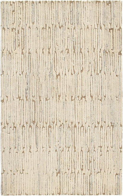 Dash & Albert Malone Oatmeal Hand Tufted Wool Rug, 6 X 9 Feet, Neutral Graphic Pattern - Premium Luxury Hotel Quality Soft Breathable Hypoallergenic Machine Washable Easy Care All Season