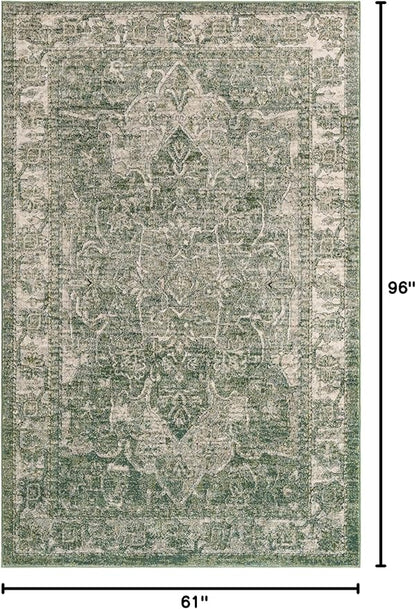 Unique Loom Isabella Collection Area Rug - Adjani (5' 1" x 8' Rectangle, Green/ Ivory)
