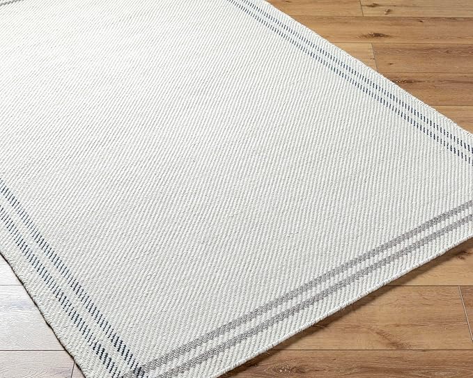 Mark&Day Wool Rugs, 6x9 Janmichael Cottage Light Silver/Charcoal Area Rug, Silver Grey Carpet for Living Room, Bedroom or Kitchen (6' x 9')