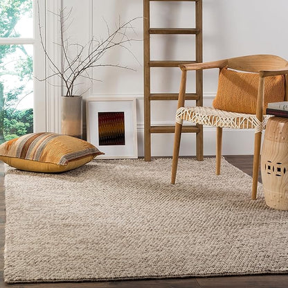 SAFAVIEH Area Rug 3x5 - Natura Collection - Ivory, Handmade Wool Blend, Textured Design, Ideal for Living Room, Bedroom, Dining Space (NAT620A)