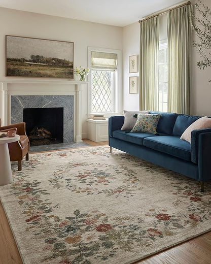 Loloi Rifle Paper Co. Laurel Collection LAU-01 Cream 2'-8" x 10' Runner Rug