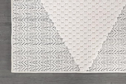 Modern Micro Loop Indoor Area Rugs for Living Room Bedroom Kitchen Geometric Triangle White 9x12 Luxury Durable Low and High Pile Non-Shedding Stain Resistant Soft Area Carpet 9 x 12