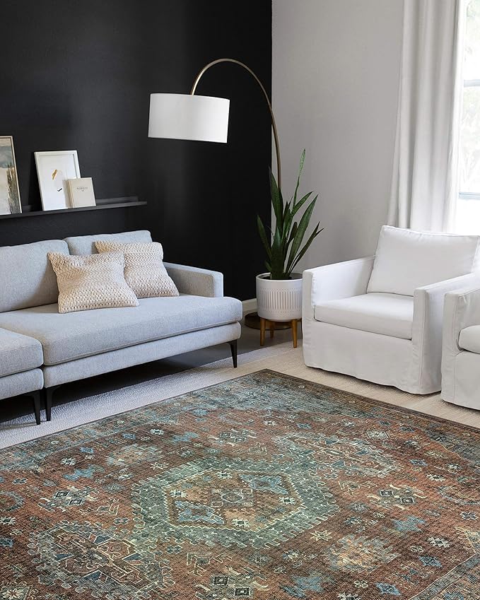 Loloi Skye Collection SKY-07 Terracotta/Sky 2'-6" x 12'-0" Runner Rug