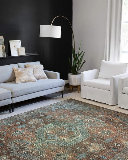 Loloi II Skye Collection SKY-07 Terracotta/Sky 2'-6" x 7'-6" Runner Rug