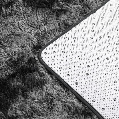 Large Shag Area Rugs 5 x 8, Tie-Dyed Plush Fuzzy Rugs for Living Room, Ultra Soft Fluffy Furry Rug for Bedroom, Indoor Carpet Nursery Rugs for Kids Room Home Decor, Dark Grey