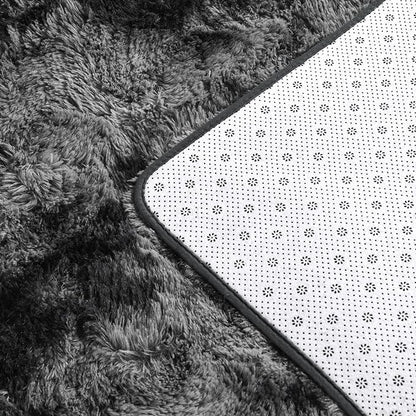Large Shag Area Rugs 10 x 14, Tie-Dyed Plush Fuzzy Rugs for Living Room, Ultra Soft Fluffy Furry Rug for Bedroom, Anti-Skid Indoor Carpet Nursery Rugs for Kids Room Home Decor, Dark Grey