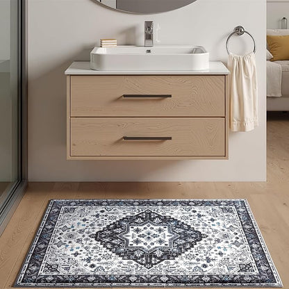 2x3 Rug,Boho Vintage Oriental Washable Rugs,Collapsible Area Rug for Bedroom, Entryway, Kitchen, Bathroom