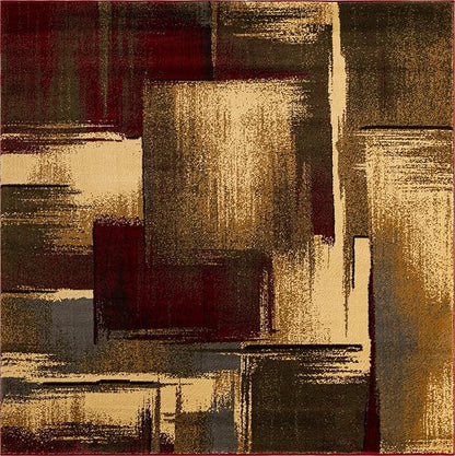 Unique Loom Barista Collection Area Rug - Timor (6' 1" Square, Multi/Red)