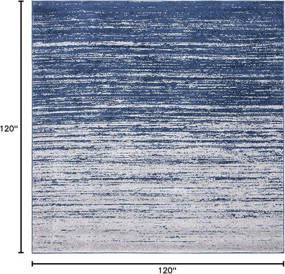 SAFAVIEH Adirondack Collection Area Rug - 10' Square, Navy & Grey, Modern Ombre Design, Non Shedding & Easy to Clean, Ideal for Living Room, Bedroom, Office, Dining Space (ADR113E)