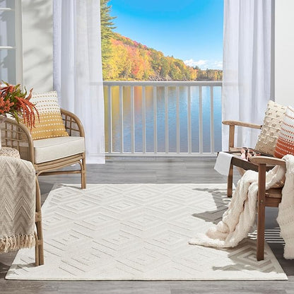 Nourison Home Versatile Ivory White 6' x 9' Area Rug - Easy Clean, Non Shedding, Bed Room, Living Room, Dining Room, Kitchen (6' x 9')