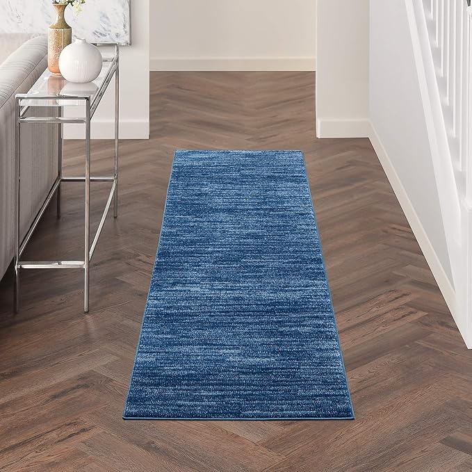 Nourison Home Nourison Essentials Navy Blue 2'2" x 7'6" Area Rug - Easy Clean, Non Shedding, Bed Room, Living Room, Dining Room, Kitchen (8' Runner)