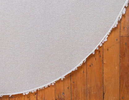 Unique Loom Davos Shag Collection Area Rug - Solid (2' Round, Linen)
