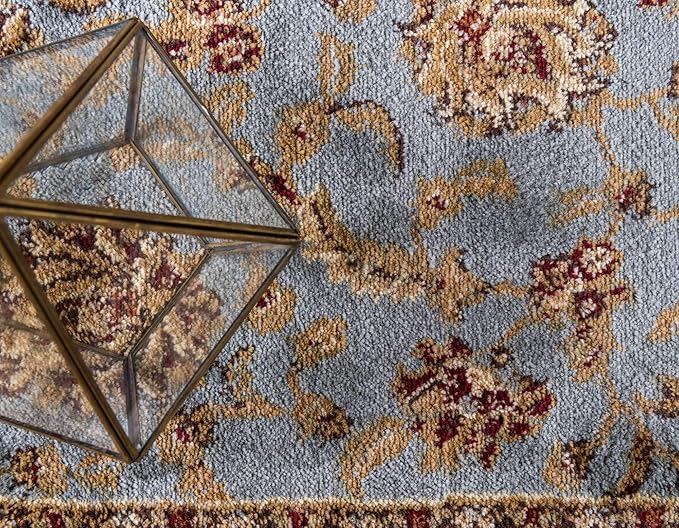 Unique Loom Voyage Collection Traditional Oriental Classic Intricate Design Area Rug (10' 0 x 13' 0 Rectangular, Light Blue/Gold)