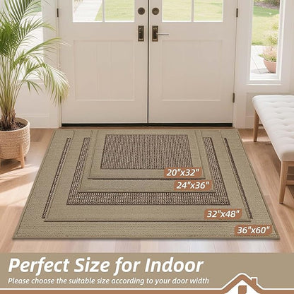 BEQHAUSE Indoor Door Mat 24" x 36", Dirt Trapper Door Mats Non-Slip Entryway Rugs Washable, Resist Dirt Absorbent Welcome Mat, Low Profile Floor Mats for Front Back Door and Entryway, Taupe