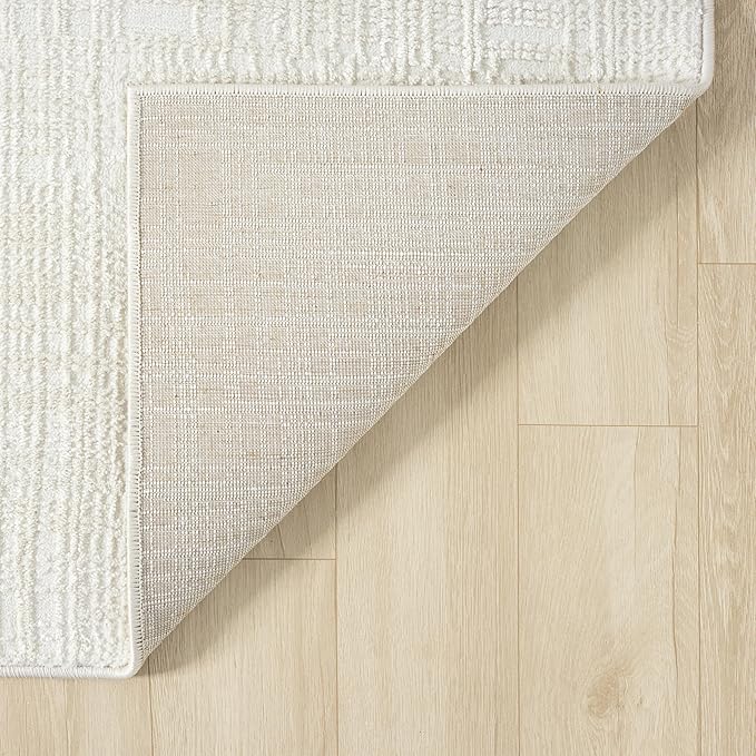 Abani Cream Area Rug - Living Room & Bedroom - Textured Weave Design - Indoor Use - Easy to Clean, Stain Resistant, Non-Shedding - Neutral Collection (8'11" x 12')