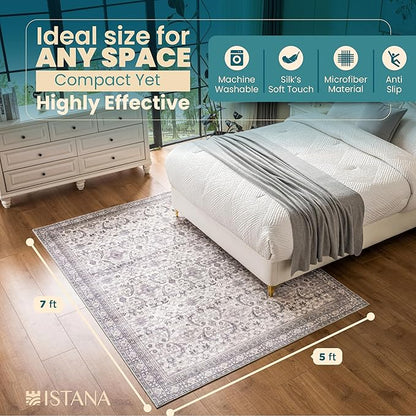 Istana 5 x 7 Area Rugs - Pale Rose Beige Area Rug - Kid & Pet Friendly Area Rug Boho for Living Room - Non-Shedding & Foldable Rug for Dining Room - Eco-Friendly Materials for 5x7 Area Rugs Boho
