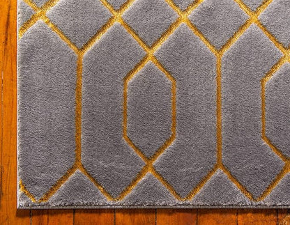 Unique Loom Marilyn Monroe Glam Collection Area Rug - Trellis (4' 1' x 6' 1' Rectangle, Gray Gold/ Gold)
