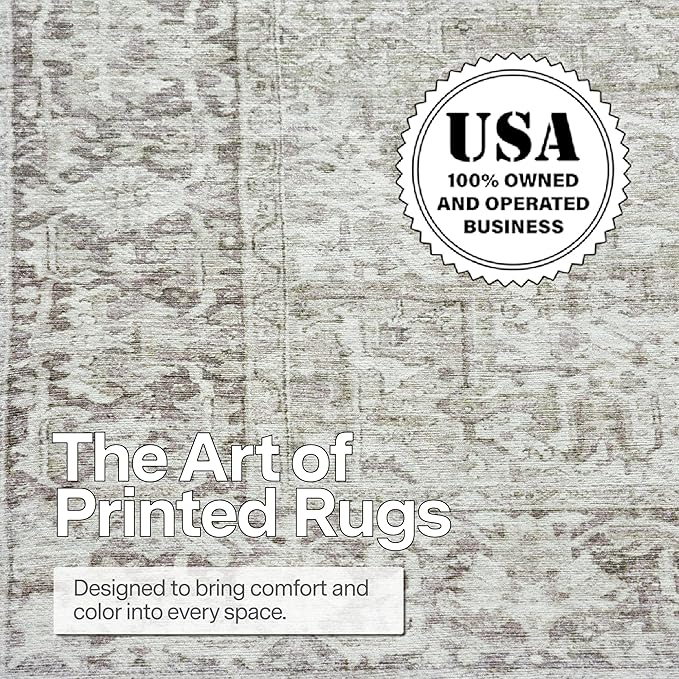 ReaLife Rugs Machine Washable Area Rug Runner - Living Room Bedroom Bathroom Kitchen Entryway Office - Padded Low Pile Stain Resistant Premium - Boho Farmhouse Vintage - Lyle - Beige Ivory 2'6" x 10'
