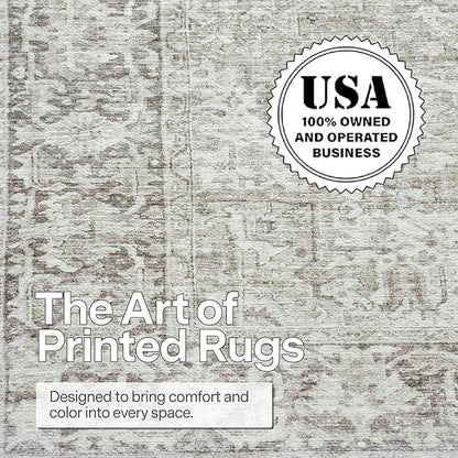ReaLife Rugs Machine Washable Area Rug Runner - Living Room Bedroom Bathroom Kitchen Entryway Office - Padded Low Pile Stain Resistant Premium - Boho Farmhouse Vintage - Lyle - Beige Ivory 2'6" x 10'